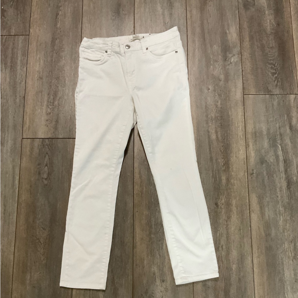 H&M Women's Straight Leg White Ankle Jeans, Size 8